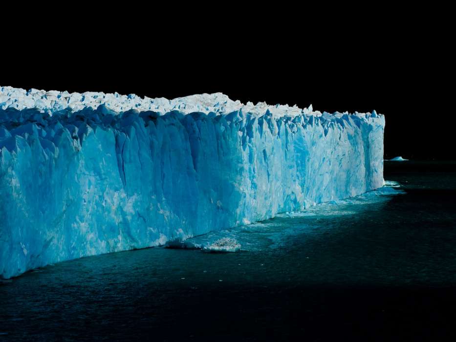 Icebergs, ice, Sea, Night, Landscape