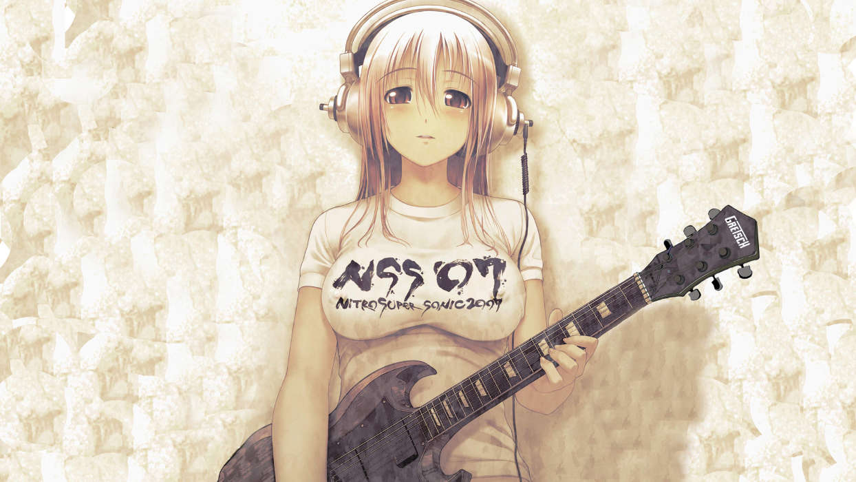 Anime, Girls, Guitars, Music, Headphones