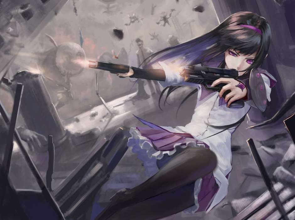 Anime, Girls, Weapon