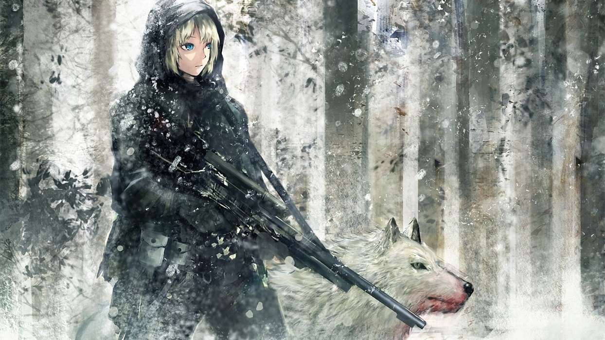 Anime, Weapon, Snow, Winter