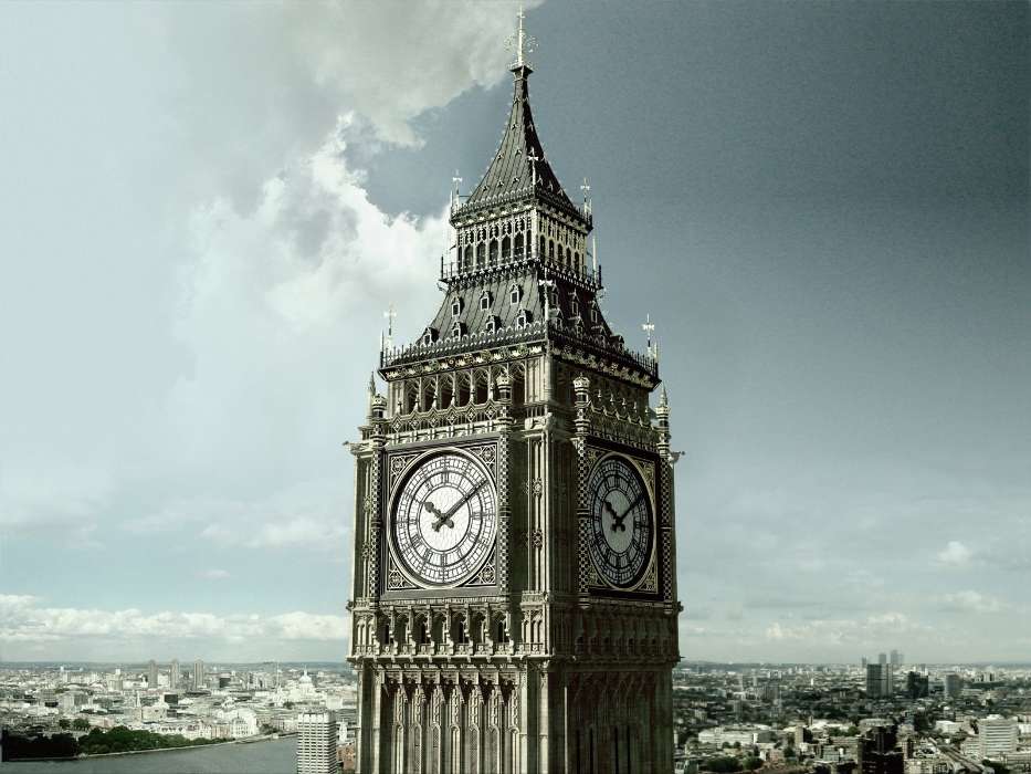 Architecture, London, Big Ben, Clock