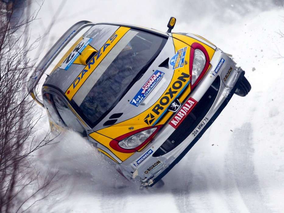Auto, Peugeot, Rally, Sports, Transport, Winter