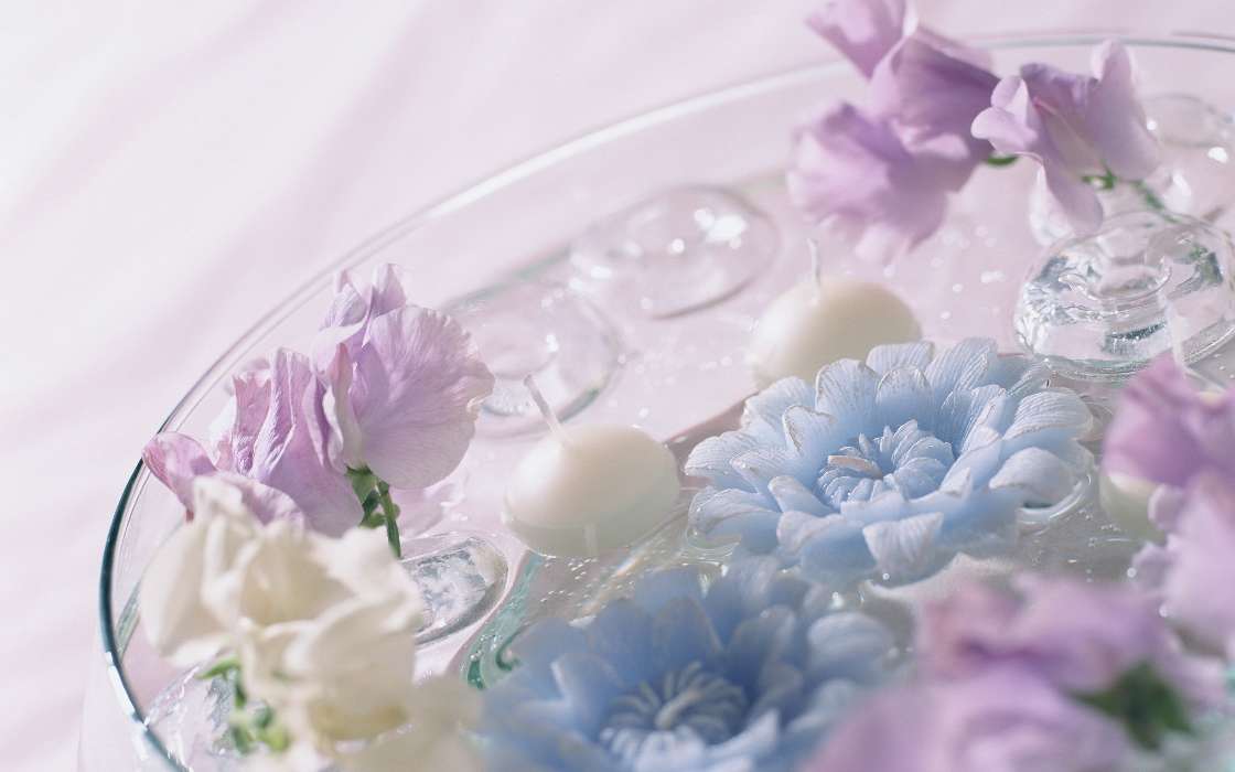 Flowers, Background, Candles