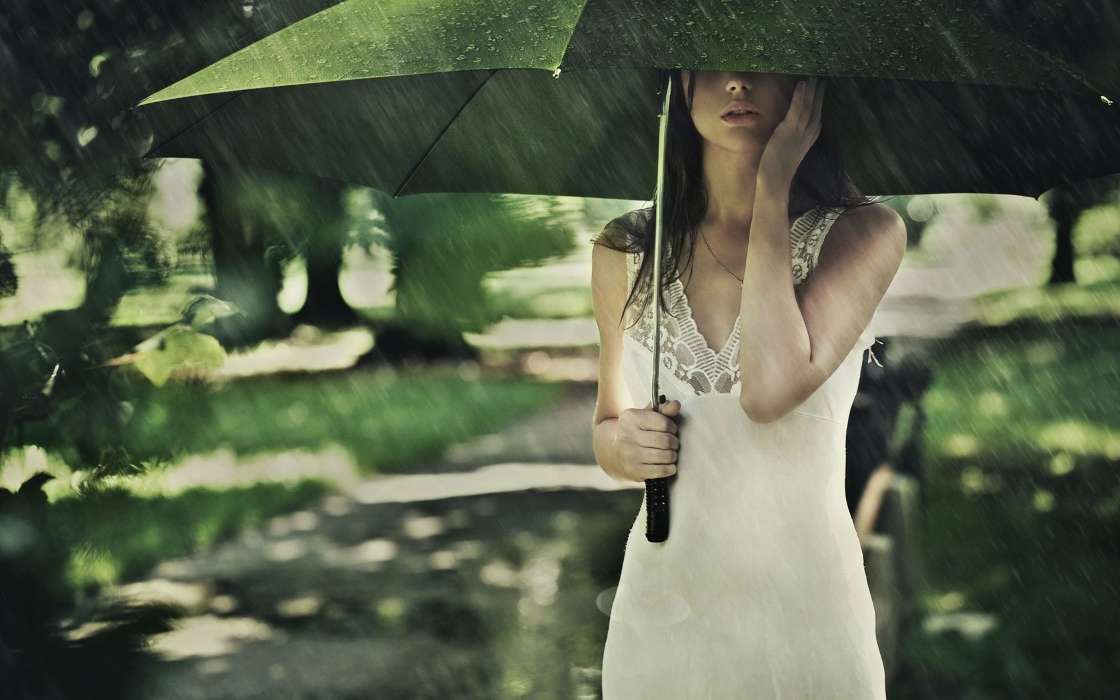 Girls, Rain, People
