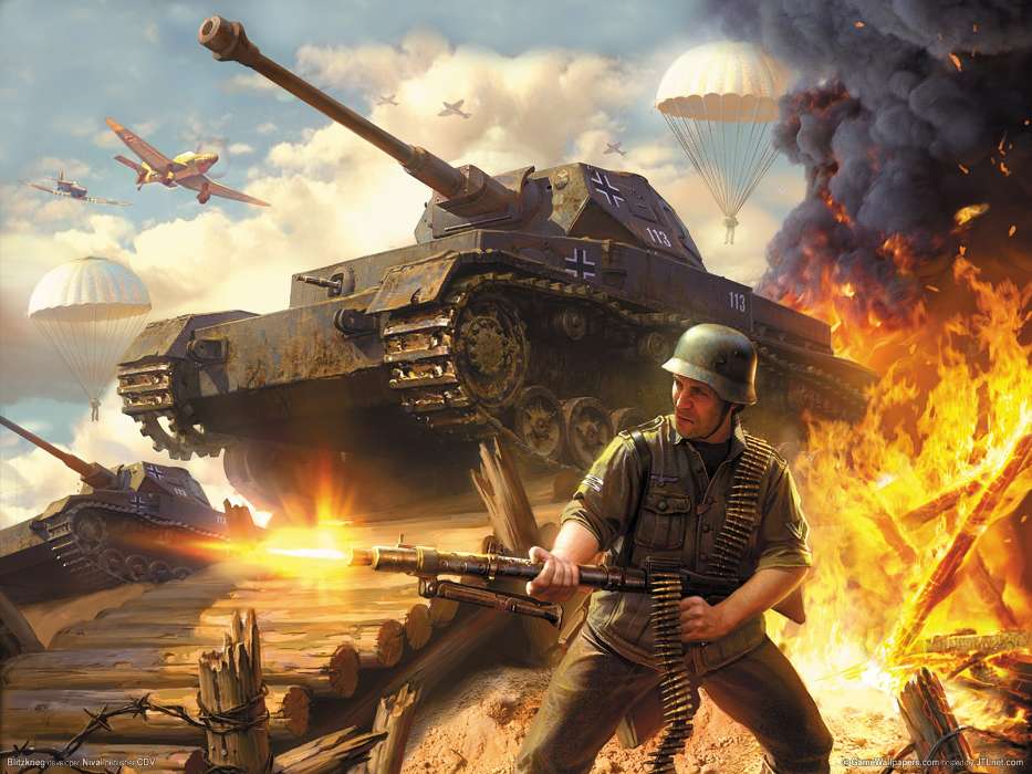 Games, Humans, Fire, Smoke, Tanks, War, Blitzkrieg