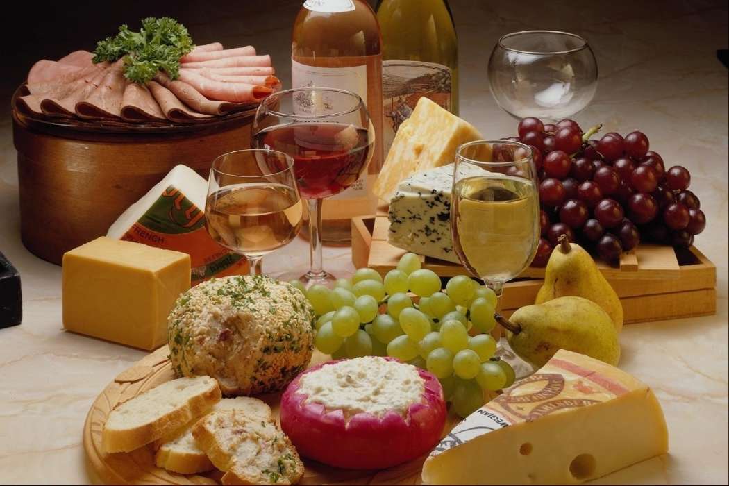Food, Cheese, Grapes, Vine