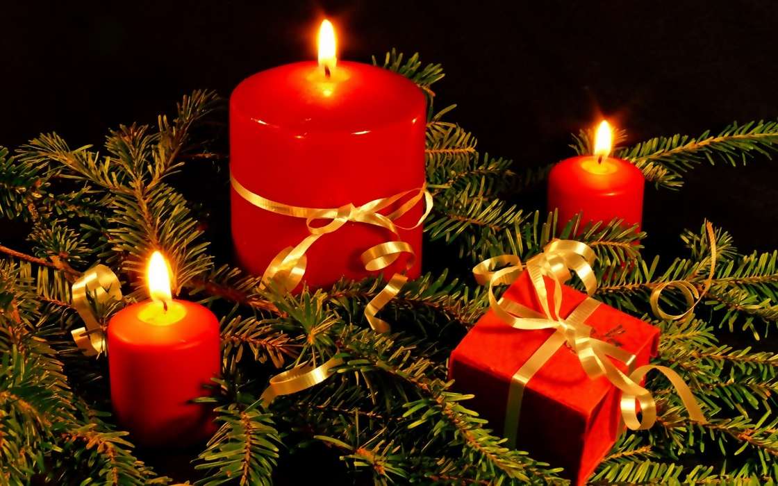 Holidays, New Year, Objects, Fir-trees, Christmas, Xmas, Candles