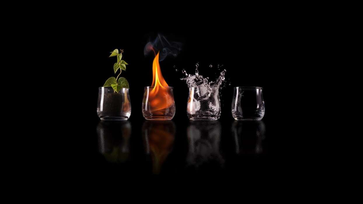 Background, Leaves, Objects, Fire, Water