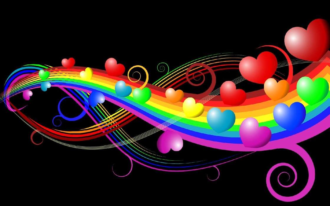 Background, Love, Rainbow, Hearts