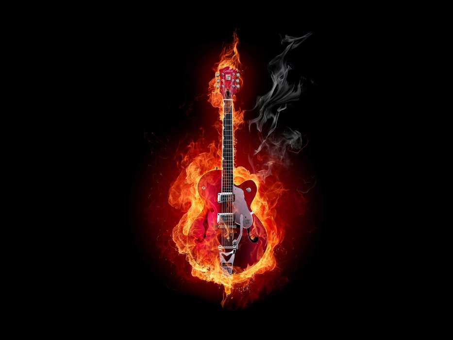 Music, Fire, Instrument, Guitars
