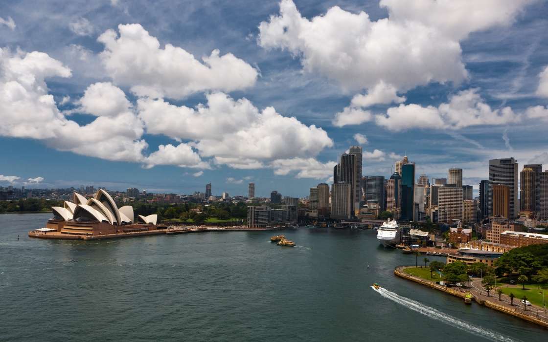 Cities, Sea, Clouds, Landscape, Sydney