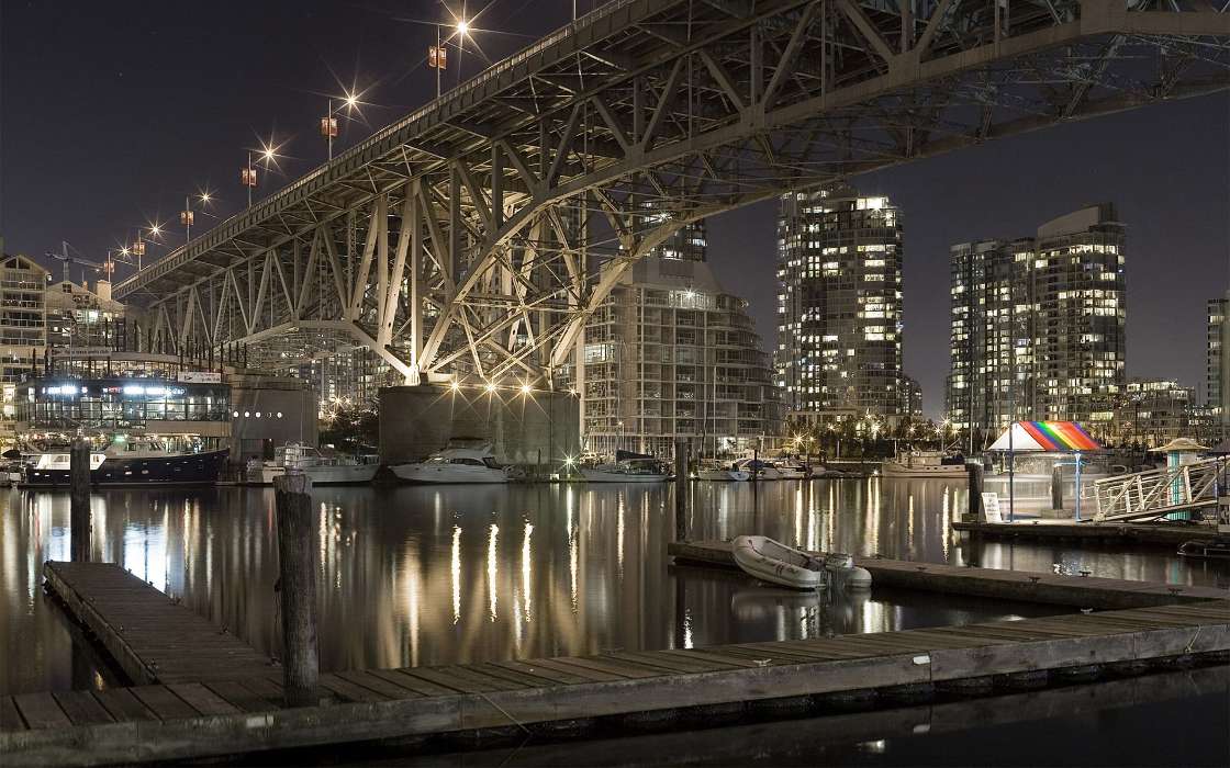 Cities, Bridges, Night, Landscape