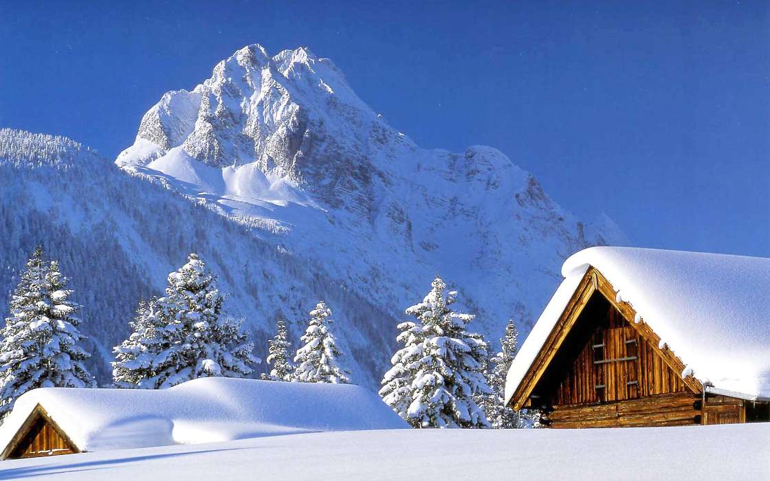 Mountains, Landscape, Snow, Winter