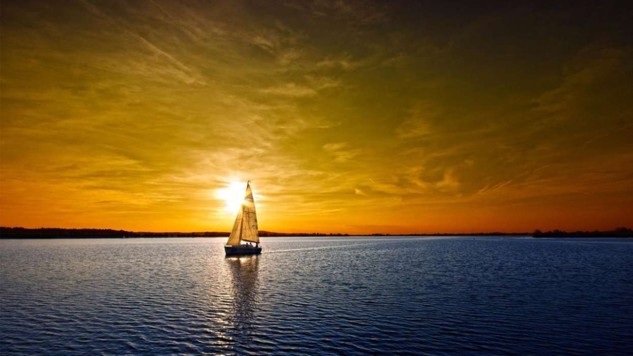 Yachts,Landscape,Sunset