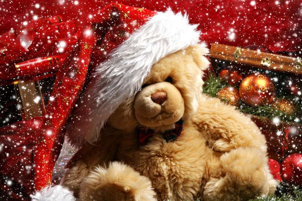 Toys, Teddy bear, New Year, Holidays, Christmas, Xmas