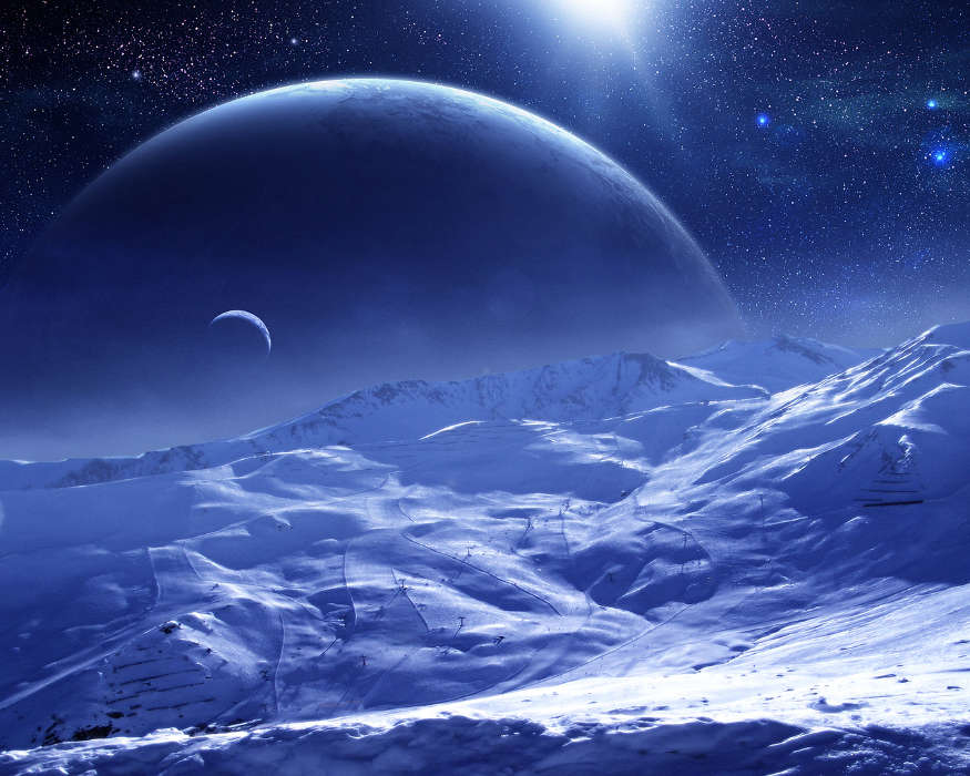 Universe, Landscape, Planets, Snow, Stars