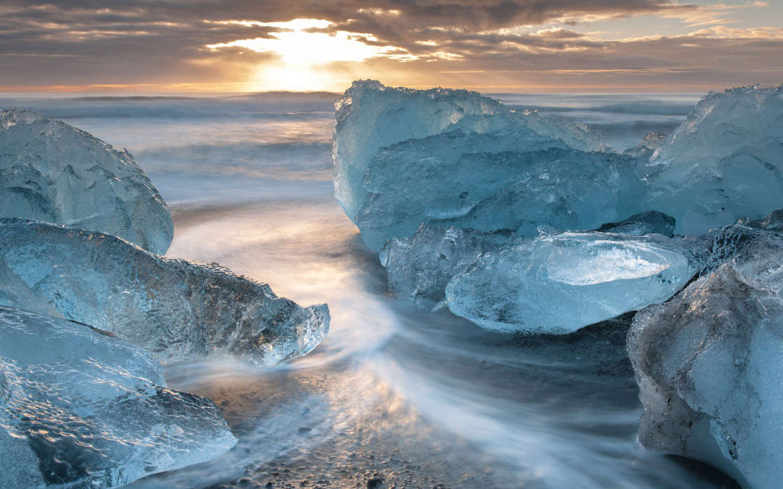 ice,Sea,Landscape,Sunset