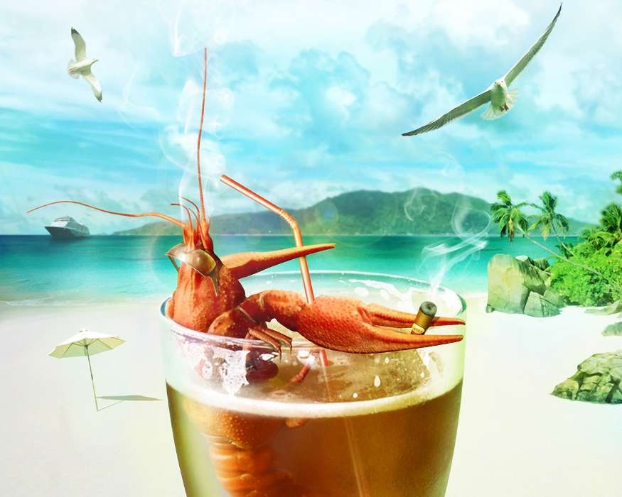 Humor, Summer, Beer, Crayfish