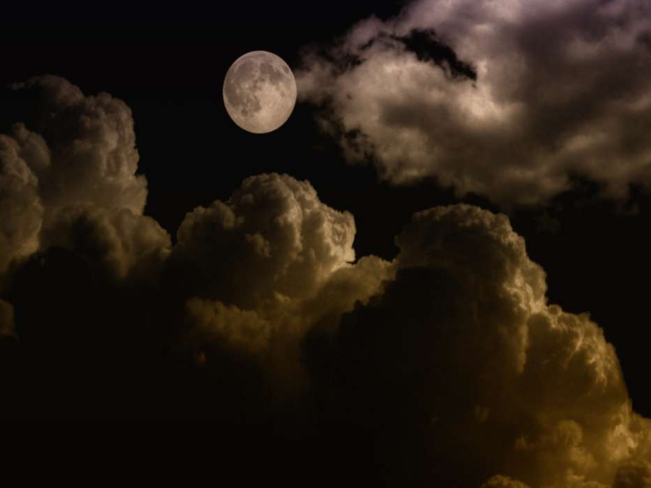 Landscape, Sky, Night, Moon