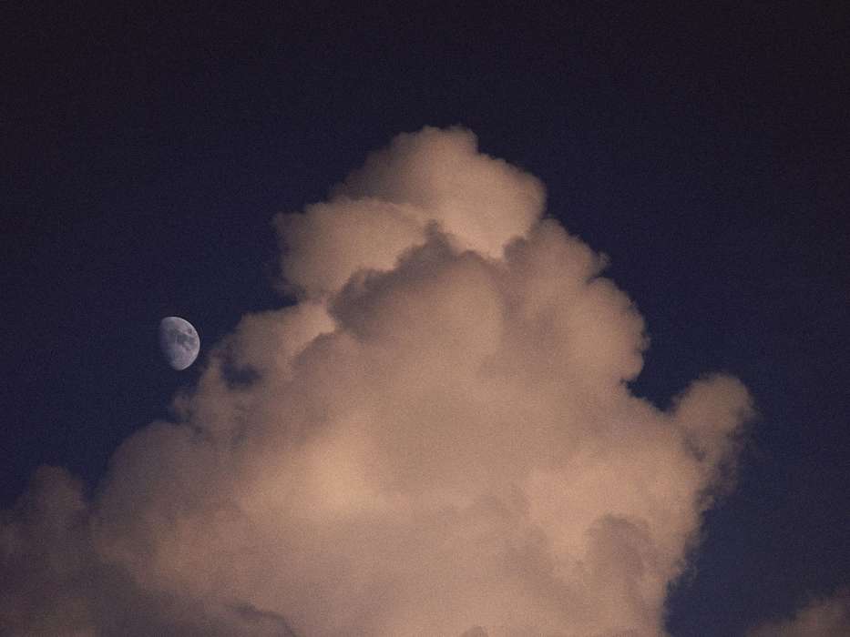 Moon, Sky, Clouds, Landscape