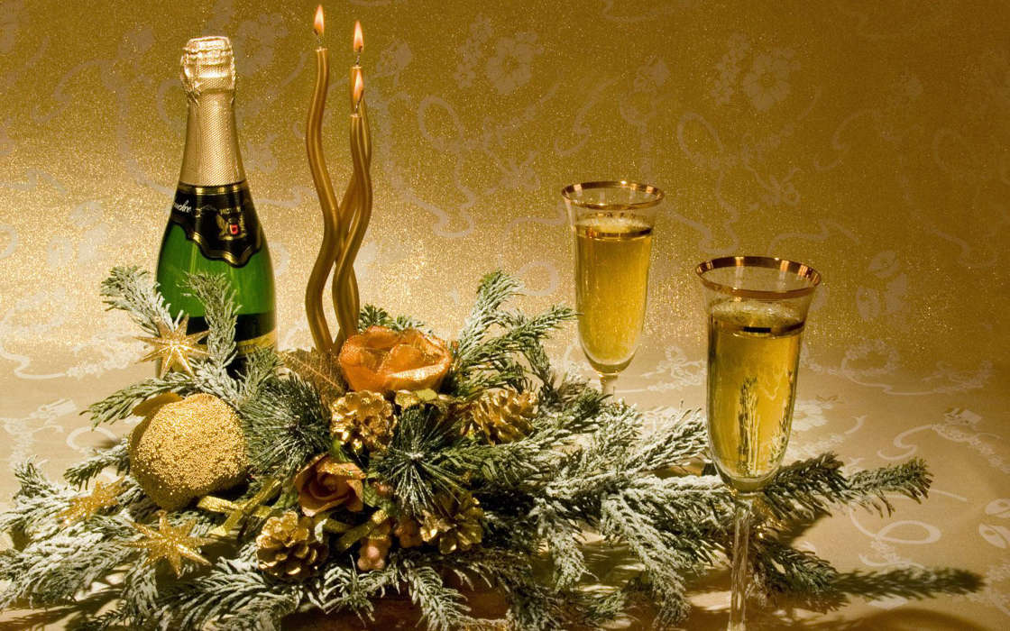 Drinks, Still life, New Year, Holidays, Candles, Vine