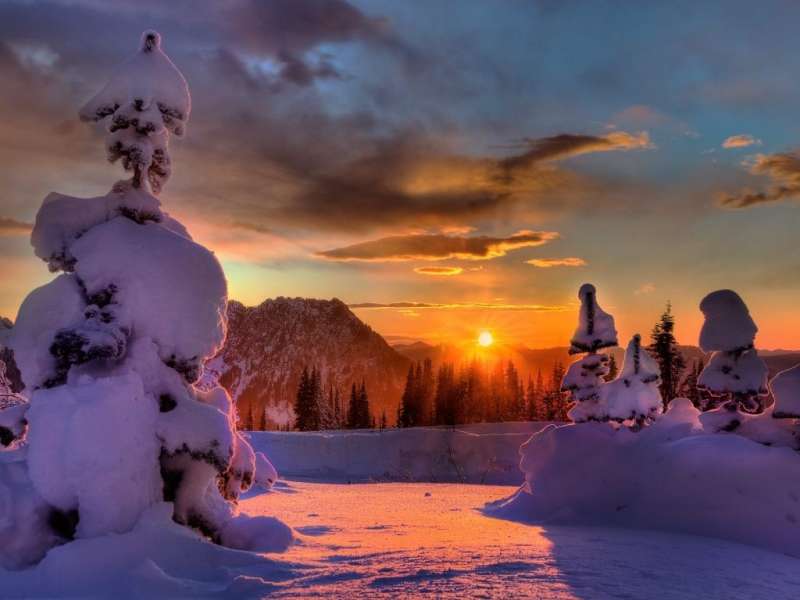 Landscape,Snow,Sunset,Winter