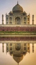 Scaricare immagine Taj Mahal, Architecture, Landscape, Rivers sul telefono gratis.