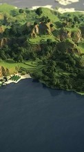 Scaricare immagine Minecraft, Mountains, Games, Sea, Landscape sul telefono gratis.
