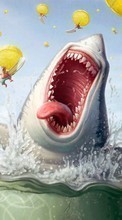 Scaricare immagine 1024x600 Humor, Sea, Sharks, Drawings sul telefono gratis.