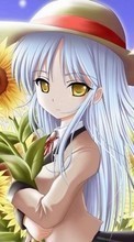 Scaricare immagine Anime, Flowers, Girls, Sunflowers, Plants sul telefono gratis.
