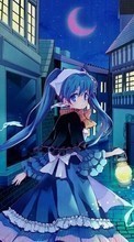 Scaricare immagine Anime, Girls, Houses, Night sul telefono gratis.