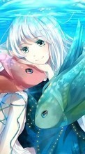 Scaricare immagine Anime, Girls, Sea, Fishes sul telefono gratis.