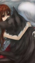 Scaricare immagine Anime,Girls,Wolfs sul telefono gratis.