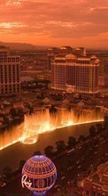Scaricare immagine Landscape, Cities, Architecture, Eiffel Tower, Fountain, Las Vegas sul telefono gratis.