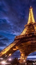 Scaricare immagine Architecture, Eiffel Tower, Night, Landscape sul telefono gratis.