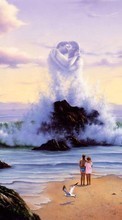 Scaricare immagine 540x960 Landscape, Humans, Fantasy, Art, Sea, Love, Valentine&#039;s day sul telefono gratis.