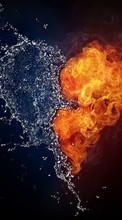 Scaricare immagine Art, Valentine&#039;s day, Background, Love, Fire, Hearts, Water sul telefono gratis.