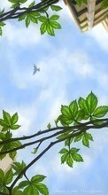 Landscape, Houses, Sky, Art, Leaves per HTC One mini