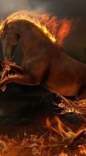 Scaricare immagine 240x400 Animals, Fantasy, Art, Horses, Fire sul telefono gratis.