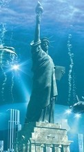 Scaricare immagine Water, Fantasy, Art, Statue of Liberty sul telefono gratis.