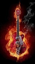 Scaricare immagine Music, Art, Fire, Instrument, Guitars, Objects sul telefono gratis.