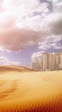 Scaricare immagine Landscape, Cities, Sky, Art, Desert sul telefono gratis.