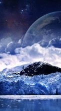 Scaricare immagine Landscape, Winter, Water, Art, Planets, Mountains sul telefono gratis.