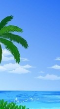 Scaricare immagine 240x320 Landscape, Water, Sky, Sea, Palms, Drawings sul telefono gratis.