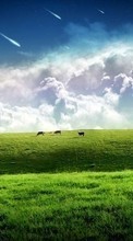 Scaricare immagine 240x320 Landscape, Grass, Sky, Art sul telefono gratis.