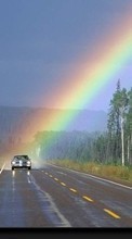 Scaricare immagine Auto, Roads, Landscape, Rainbow sul telefono gratis.