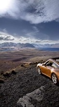 Scaricare immagine Auto, Mountains, Sky, Clouds, Landscape, Porsche, Transport sul telefono gratis.