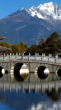 Scaricare immagine Asia, Mountains, Bridges, Landscape, Rivers sul telefono gratis.