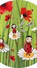 Scaricare immagine Ladybugs, Cartoon, Plants, Pictures sul telefono gratis.