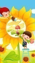 Scaricare immagine Flowers, Children, Sunflowers, Pictures sul telefono gratis.